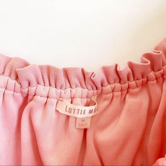 Lottie Moss Tie Front Bustier Top Light Pink Size M Crop Puffed Short Sleeve - Picture 7 of 8